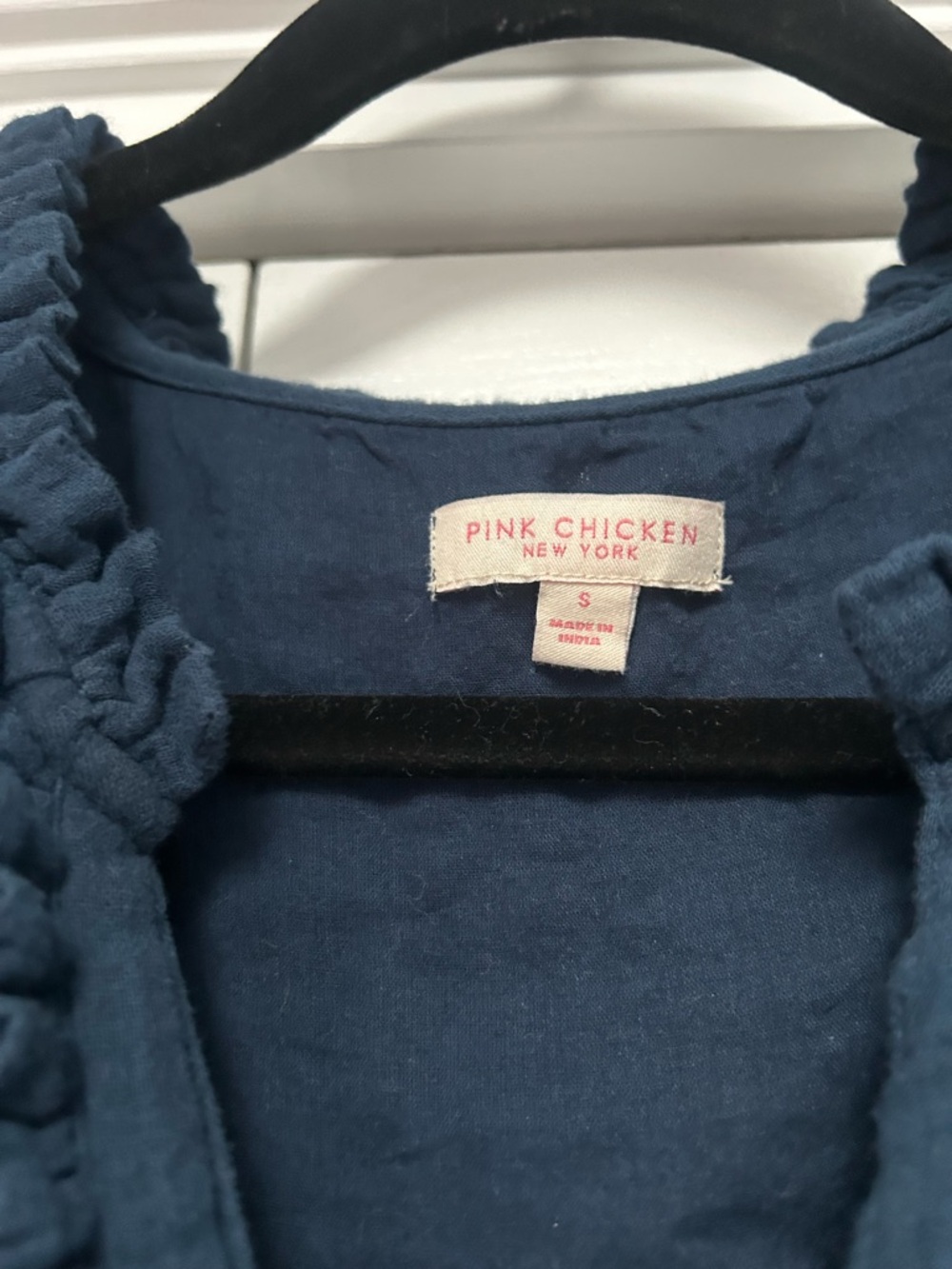 Pink Chicken Navy Ruffle-Trim Tunic Top - Picture 4 of 6